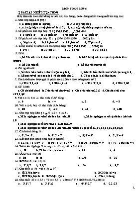 Bài kiềm tra môn Toán khối 6
